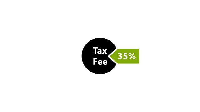 Pie chart illustrating tax fee distribution with green segment and white text on black background de