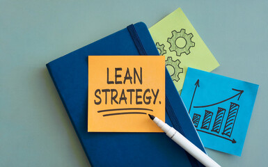 Lean Strategy Text on Sticky Note with Business Growth Icons