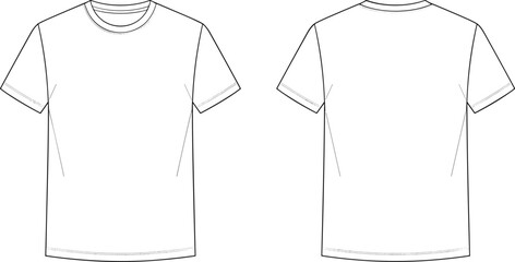 Unisex t shirt technical vector, crew neck fashion template, flat sketch outline mockup illustration © Arts Creative