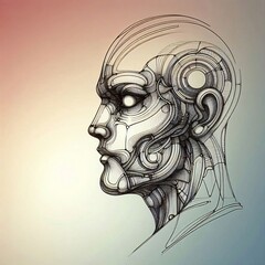 Mechanical AI Face Sketch