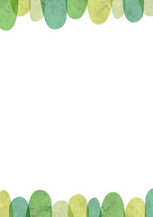 水彩の緑の森の背景フレーム　縦