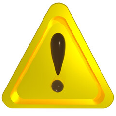 sign yellow trianlge exclamation mark - 3d rendering