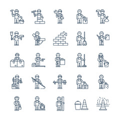 Construction workers engaged in various building activities and tasks at a construction site