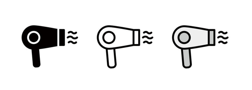 Simple hair dryer icon, logo representing styling hair