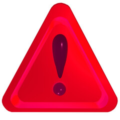 sign red trianlge exclamation mark - 3d rendering