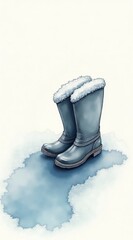 winter boots on the snow