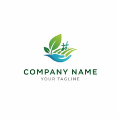 Obraz premium Eco friendly logo design featuring leaves and hands representing nature.