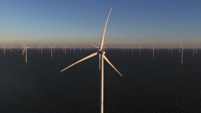 Offshore Wind Turbines Afsluitdijk Golden Hour