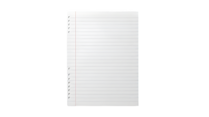 Blank Lined White Loose Leaf Paper Sheet with Holes Mockup