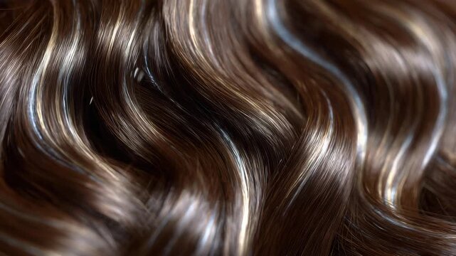 95Shimmering silky hair with subtle highlights, hair strands in soft waves, cinematic lighting emphasizing gloss and luxurious texture