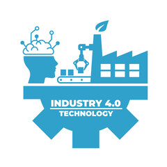 Industry 4.0 icon, logo factory, technology concept. vector illustration EPS 10.
