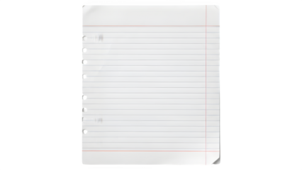 Blank White Lined Notebook Paper Sheet with Holes