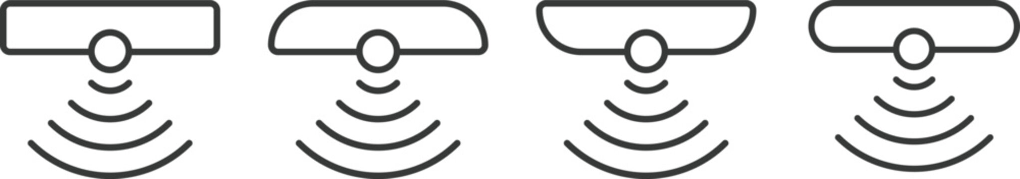 Movement Detection Icons. Motion sensor symbol. Occupancy sensing graphic design. Intruder alert and alarm regulation signs