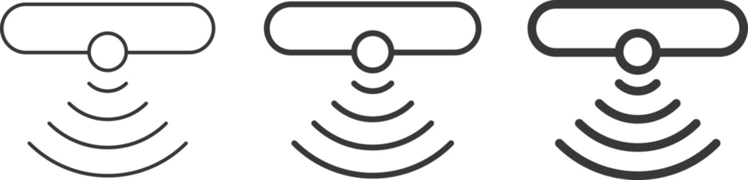 Motion sensor icon set. PIR detection symbols. Movement alert graphic design. Smart home security and automation signs
