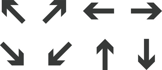 black street signs. Road name and wayfinding symbols. Traffic direction graphic design. City navigation and urban infrastructure signs. © Sultana Design