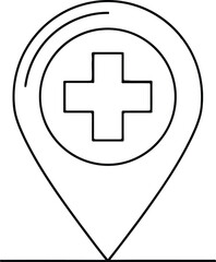 Obraz premium Medical location pin with cross symbol