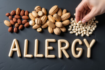 Nut Allergy Warning &ndash; Nuts Spelling Medical Typography for Health Awareness, Nutrition Blogs, and Dietary Safety Presentations