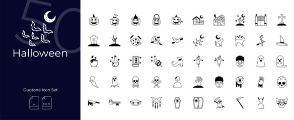 Halloween Duotone Editable Icons set