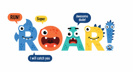 Fototapeta premium Cute Monster Letters Spell 