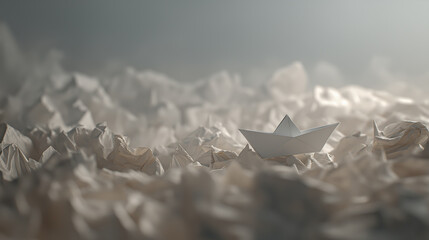 Minimal Paper Boat with Copy Space — Uncertainty and Change Concept