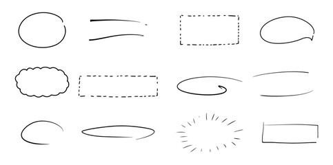 Cute and elegant handwriting frame for text. Pen line scribble or doodle. Title border frame.