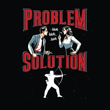 3D Archery Problem Solved Vintage T Shirt Design | Bow Hunting Humor Vector