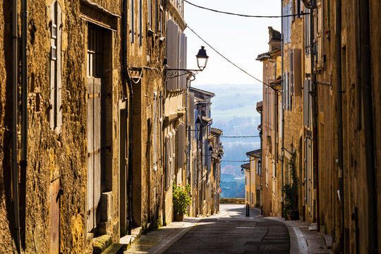 View of the surrounding countryside from a narrow street in Lectoure
