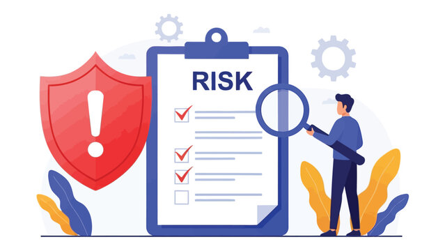 isk Management Concept Vector &ndash; Risk Control with Shield Symbol.