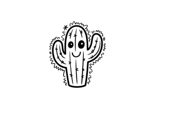 One line cactus. Continuous line doodle Mexican desert plant, hand drawn succulent and cactus exotic botanical collection. Vector graphic set
