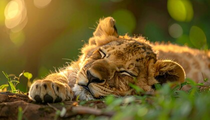 寝ているライオン