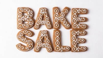 Homemade gingerbread alphabet letters and star-shaped cookies with icing are isolated on a white background as a sweet Christmas holiday snack