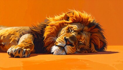 寝ているライオン