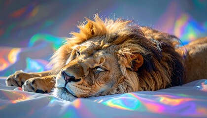 寝ているライオン