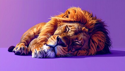 寝ているライオン