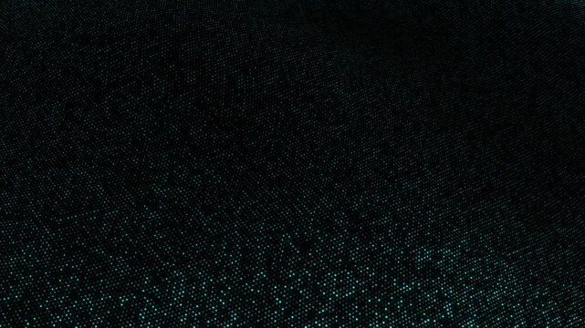 Abstract dark wave made of tiny glowing particles flows smoothly across the screen. Elegant motion background ideal for technology, data visualization, and modern digital design.