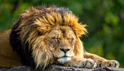 寝ているライオン