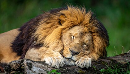 寝ているライオン