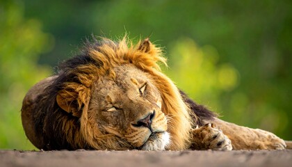 寝ているライオン