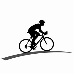 Obraz premium Silhouette of Professional Cyclist Riding Road Bike Upward
