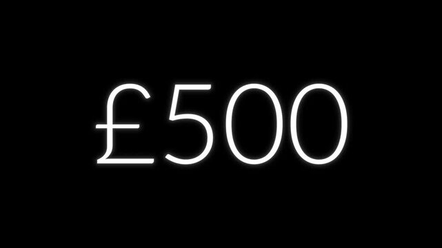 Animated pound currency counter showing values from one to one thousand on black background