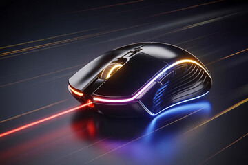 Fototapeta premium A modern computer wireless mouse on a speedy blur background