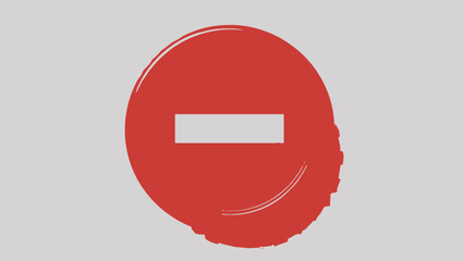 Red minus sign on a circular grunge textured background