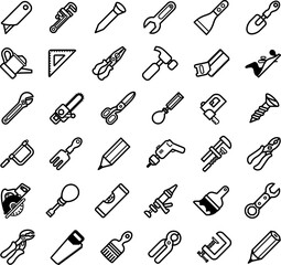 A set of tools icon designs in tool icons collection. 