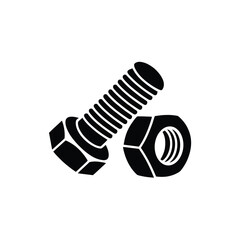 Industrial bolt and nut set icon representing construction repair maintenance and mechanical engineering components