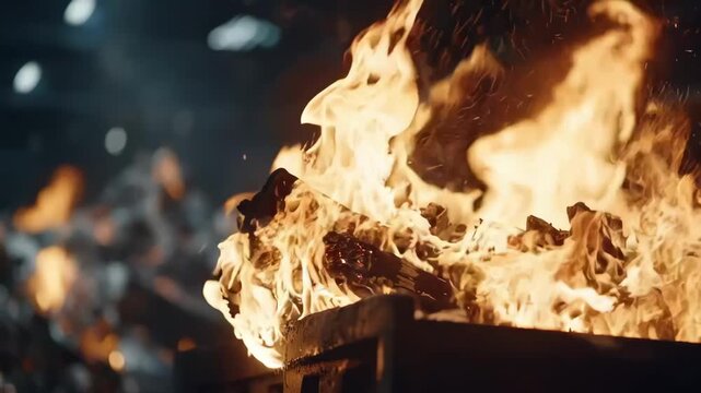 Medium shot of molten aluminum pouring from a furnace during the smelting process emphasizing the transformation of scrap metal into raw material.