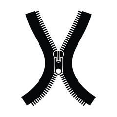 black zipper fastener symbol open close metallic slider mechanism clothing fashion accessory isolated on transparent background vector