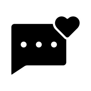 Valentine typing love message heart chat solid glyph icon
