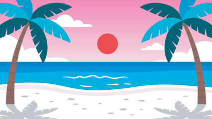 Tropical sunset over calm waters