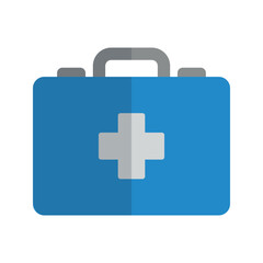 Obraz premium Medical first aid kit flat color icon vector 