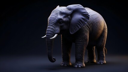 Fototapeta premium Majestic elephant standing alone in dark background with spotlight